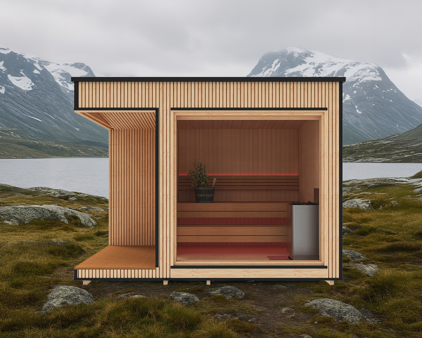 Luksuriøs moderne badstue 2,3 x 3,3 m