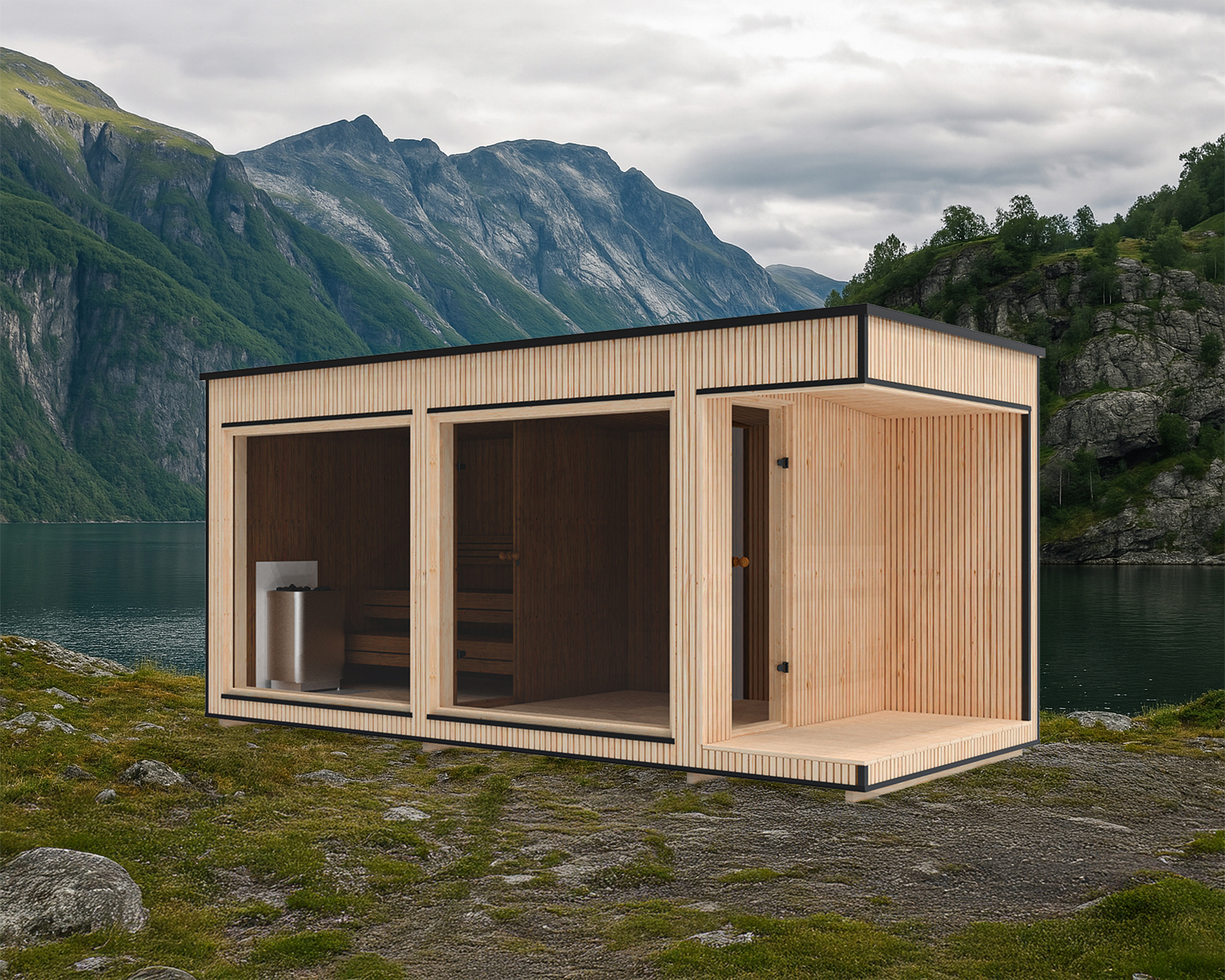 Luksuriøs moderne badstue 2.3×5.4 m