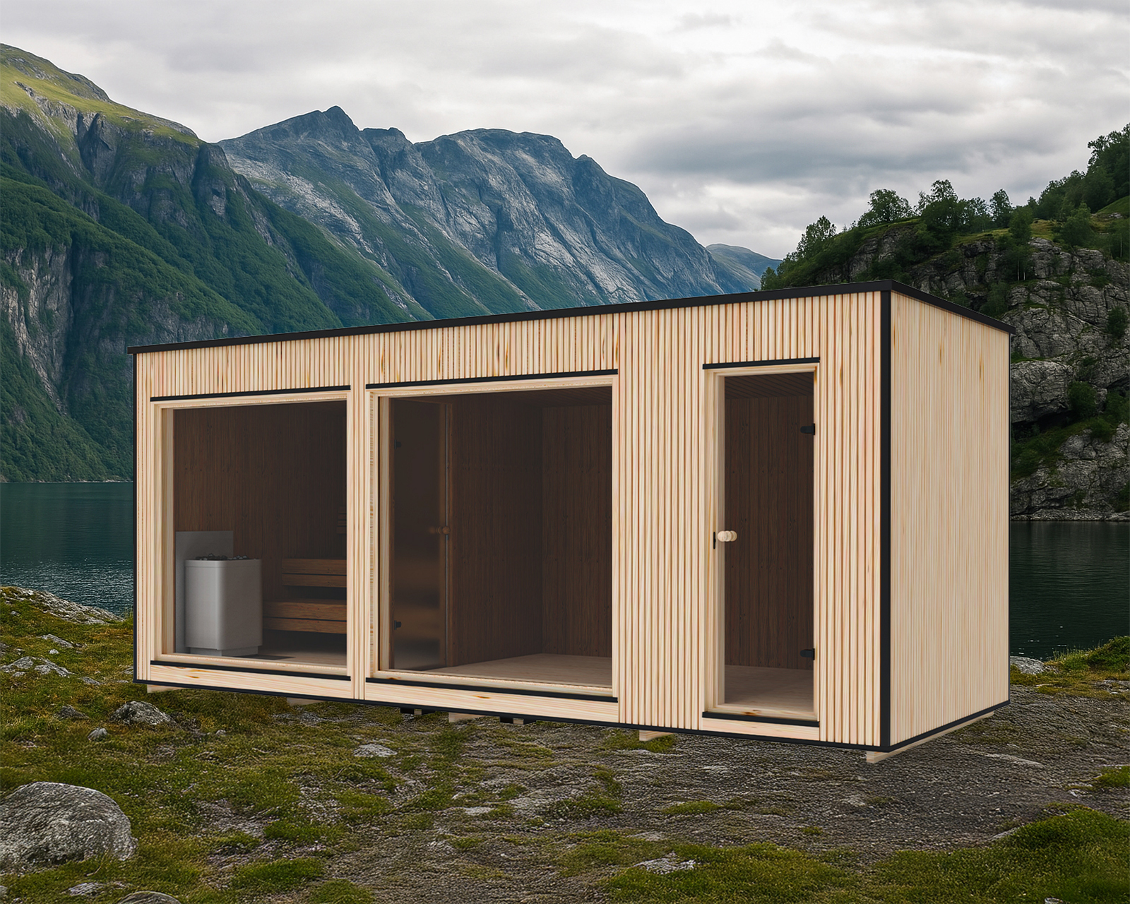 Luksuriøs moderne badstue 2.3×5.9 m